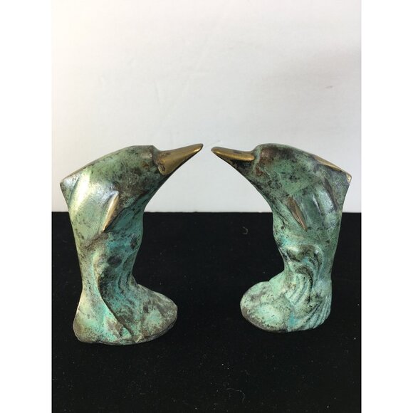 Vintage Solid Bronze Dolphins Figurines Sculptures Statue Home Decor - Set of 2 - Picture 14 of 16